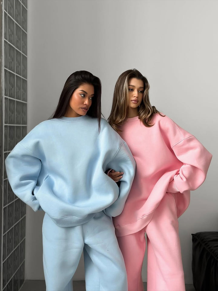 Dame Casual Oversized Sweatshirt og Joggebukser Set Skjora