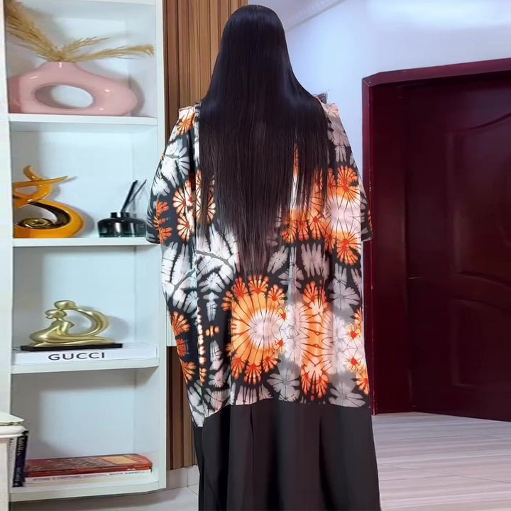 Kvinnes maxi kjole med unik batikk trykk Skjora