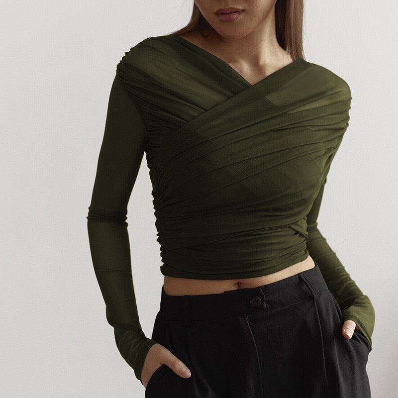 Damer Langerm-Crop-Top Skjora