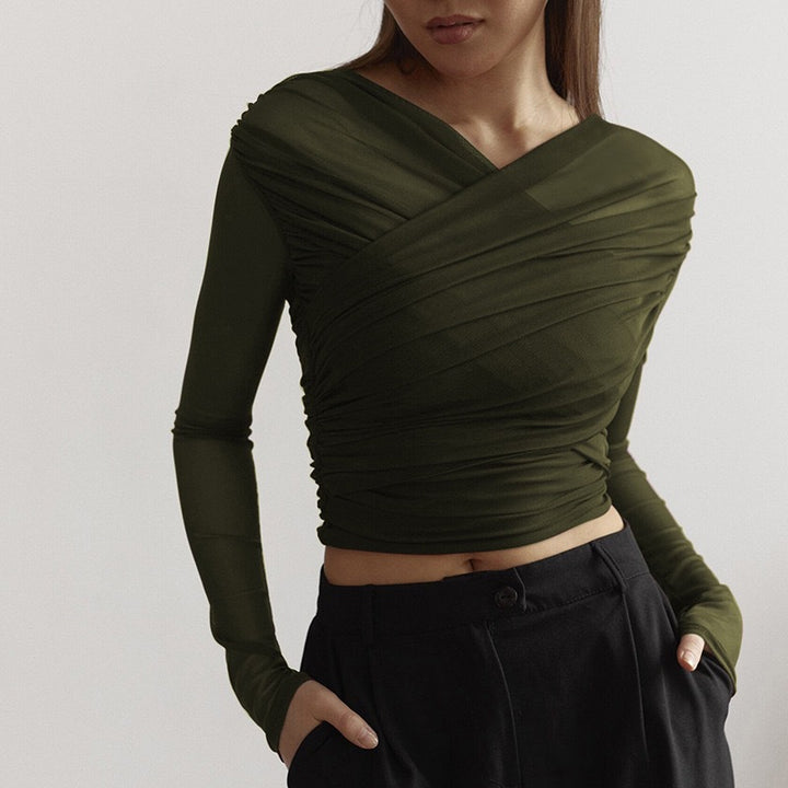 Damer Langerm-Crop-Top Skjora