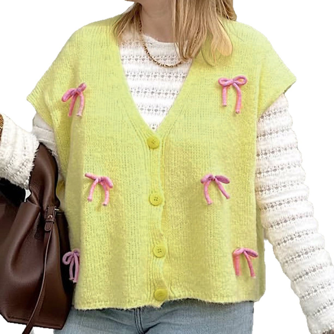 Dame cardigan med lekne sløyfedetaljer Skjora