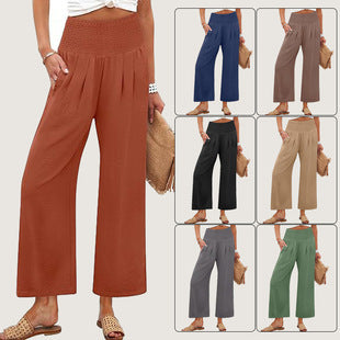 Dame Vidde Culotte-Bukse med elastisk midje og folder Skjora