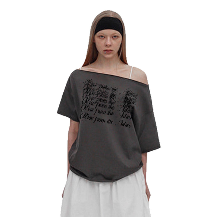Dame Oversized T-skjorte med krystall dekorasjon og V-hals Skjora
