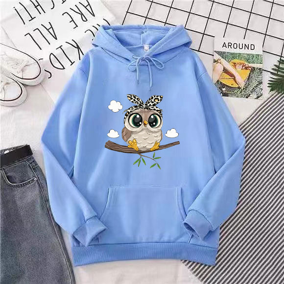 Damen Kapuzenpullover mit süßem Eulenmotiv Skjora