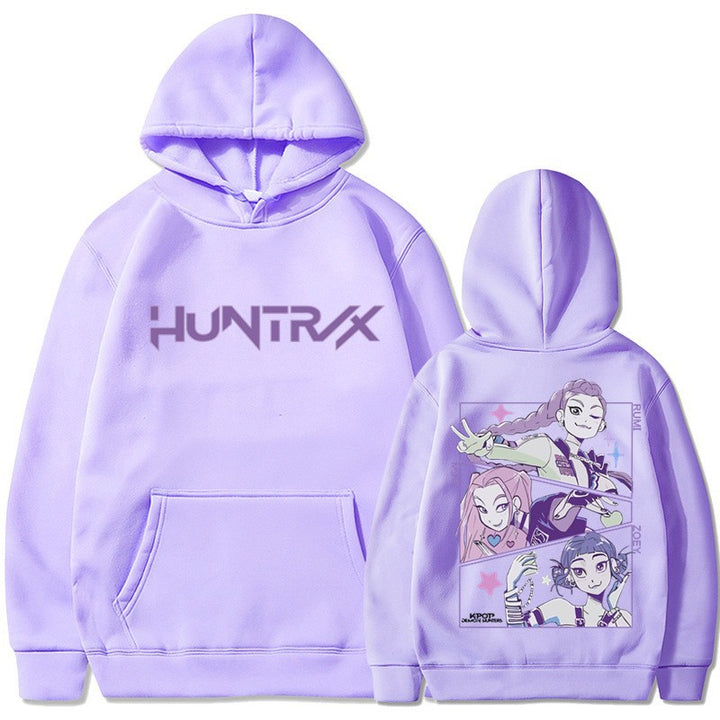 Dame het hoodie med kunstnerisk anime trykk Skjora