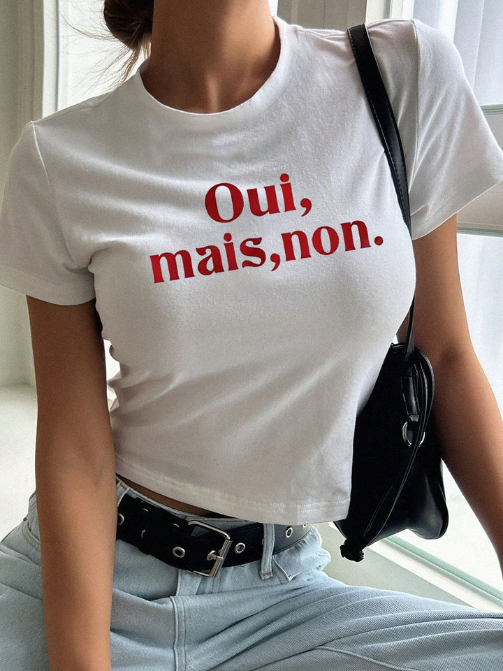 Dame Crop-T-skjorte med inspirerende statement-trykk Skjora 1777452262