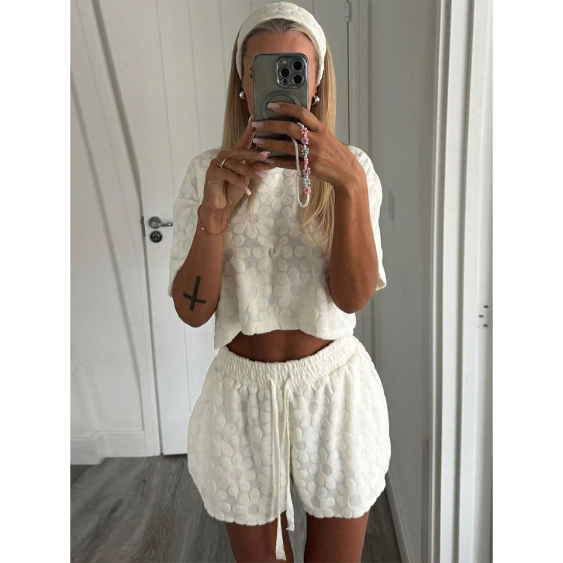 Dame Sporty To-delt Set med luftige Shorts og T-skjorte Skjora
