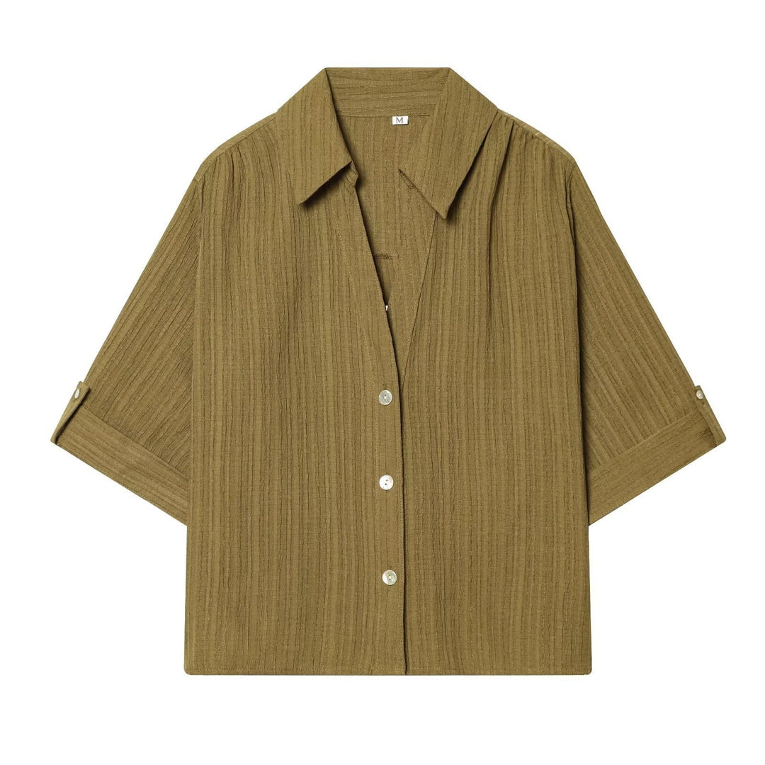 Dame casual bluse med strukturert stoff og overskårne skuldre Skjora