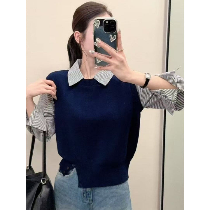 Women's relaxed jumper with elegant shirt socks and textured look Skjora