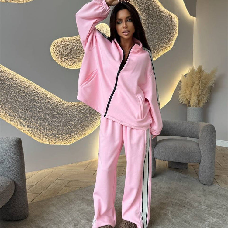 Women's Sporty Fleece Jogging Suit with High Side Slits Skjora