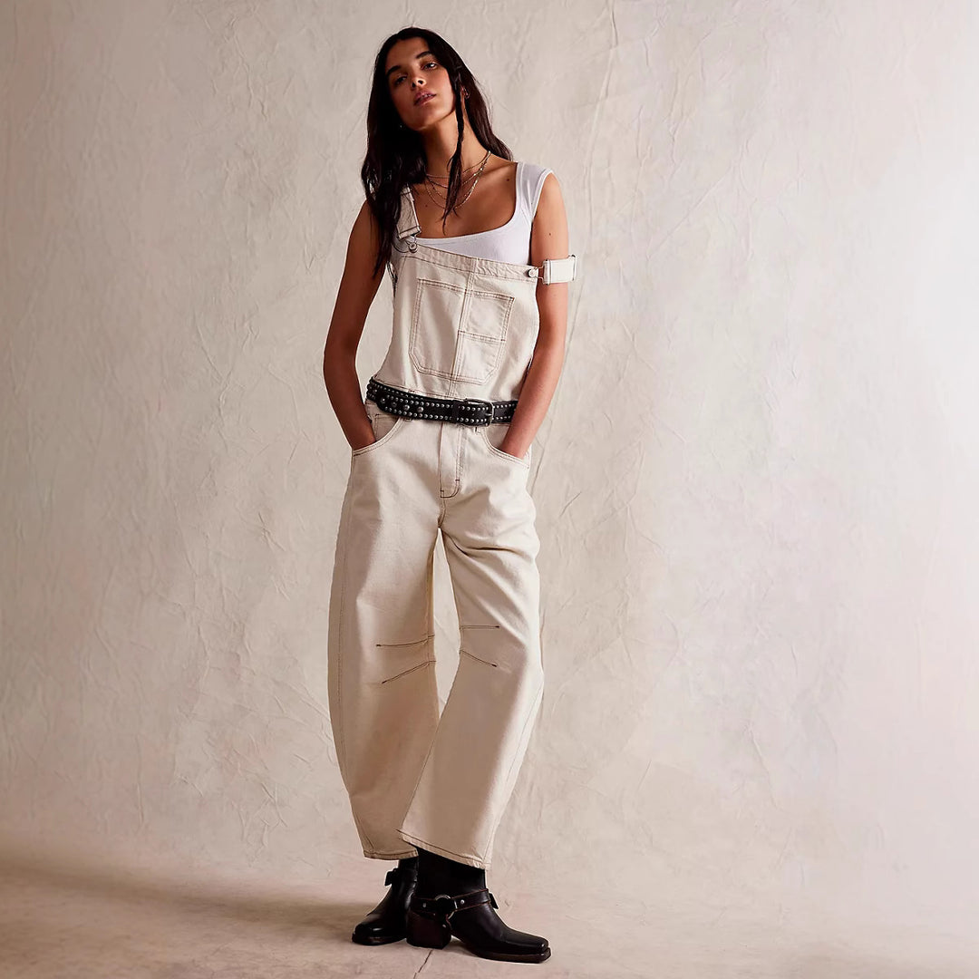 Damer casual denim jumpsuit i moderne snitt med justerbare stropper Skjora