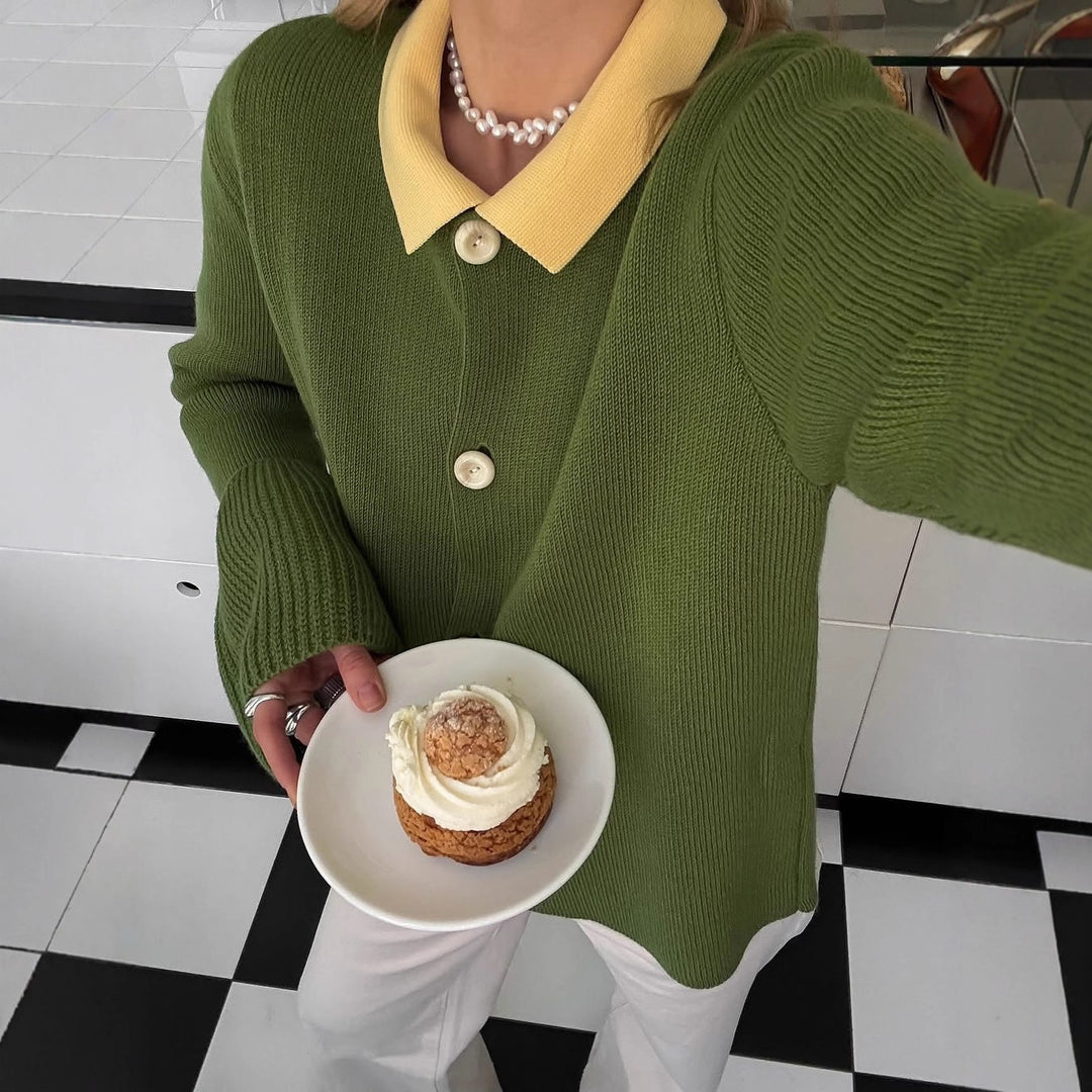 Dame chunky strikket cardigan med elegante knappedetaljer Skjora