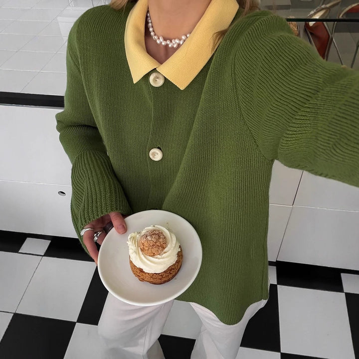 Dame chunky strikket cardigan med elegante knappedetaljer Skjora