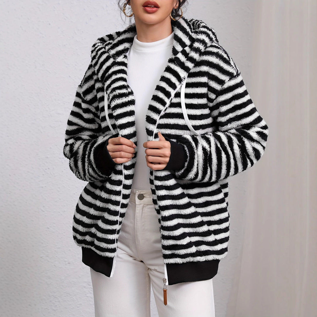 Kvinnenes koselige cardigan med kontrasterende striper Skjora