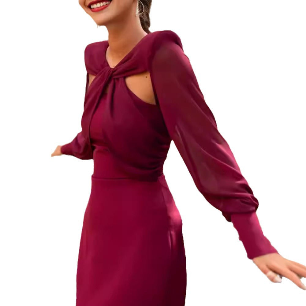 Damer Elegant Chiffonkjole med Cut-Out-detaljer Skjora