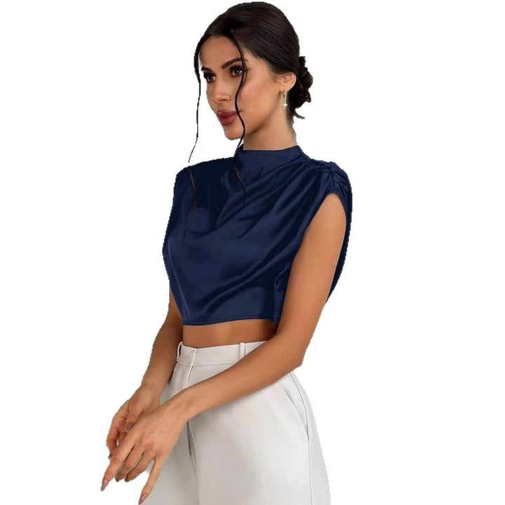 Dame Elegant Crop-Top med voluminøse ermer og edel ryggutskjæring Skjora