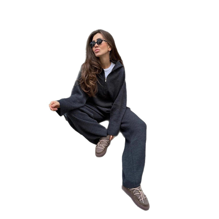 Kvinne Casual Strikkedress med Høy Krage og Løs Passform Skjora