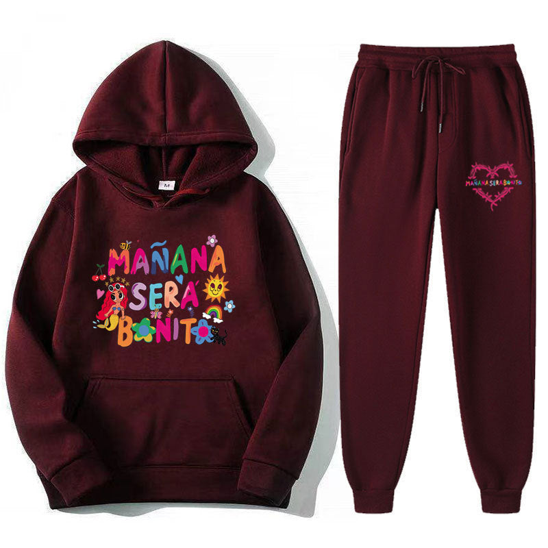 Kvinne Sweatshirt og Joggebukse Sett med Fargerik Trykk Skjora