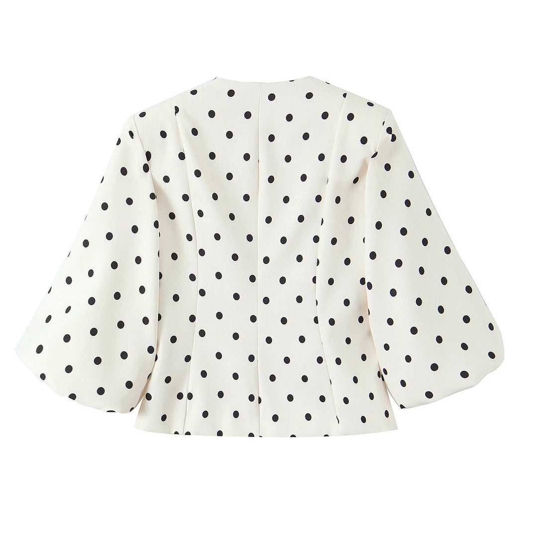 Dame elegant blouse med pufferm og knappedetaljer Skjora