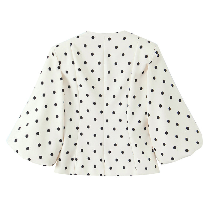 Dame elegant blouse med pufferm og knappedetaljer Skjora