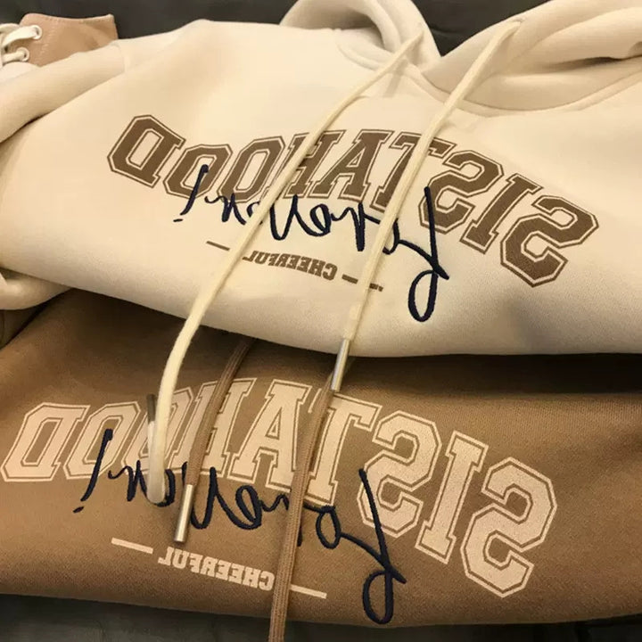 Dame hoodie med kreativ tekstopplevelse og avslappet oversized passform