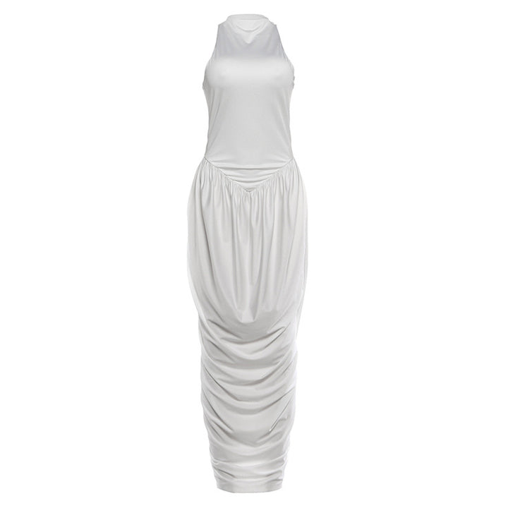 Dame Elegant Maxi jumpsuit med høy krage og flytende kant Skjora