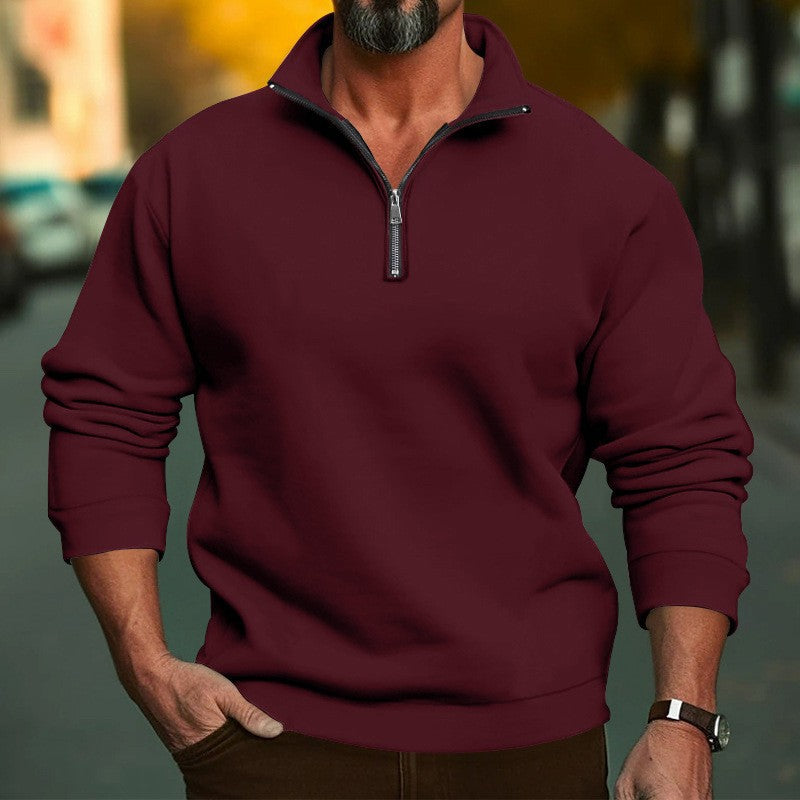 Herresweatshirt med halv glidelås og koselig fleece Skjora