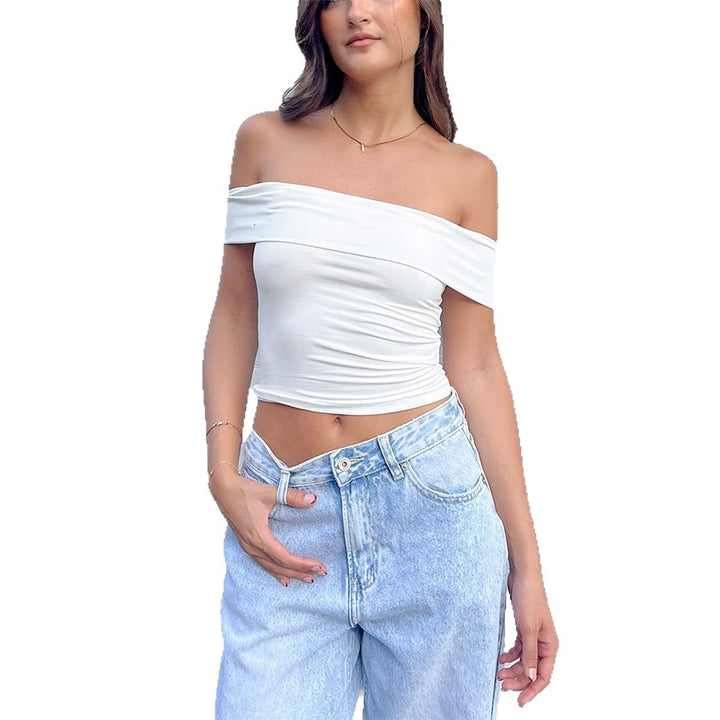 Dame skulderfri crop-top med figurformende snitt Skjora