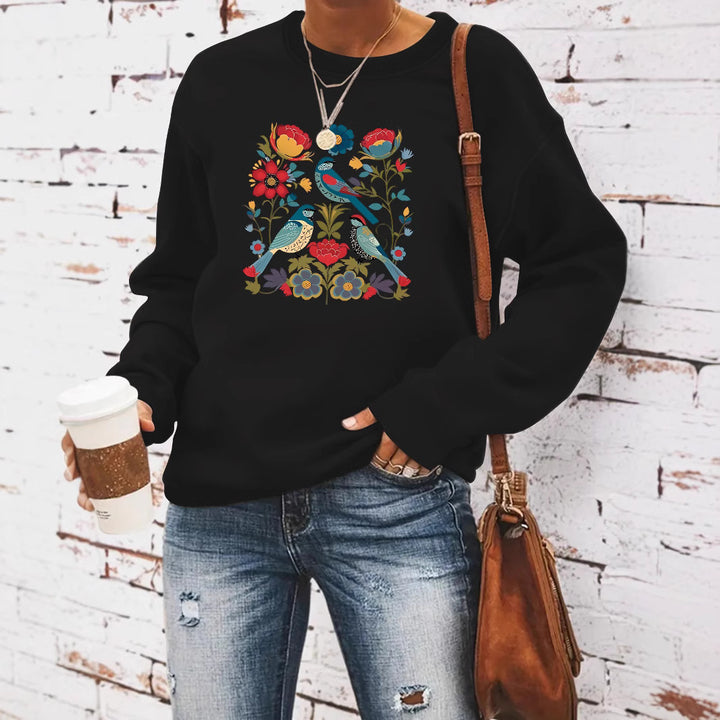 Damegenser med blomsterfuglmotiv og casual snitt Skjora