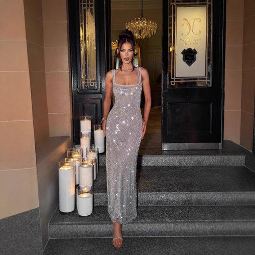 Dame Glamorous Paillett Kveldsdrakt med figursydd snitt Skjora