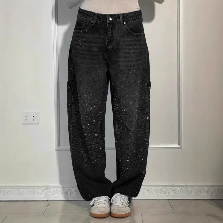 Kvinne Glitrende Baggy Jeans Skjora