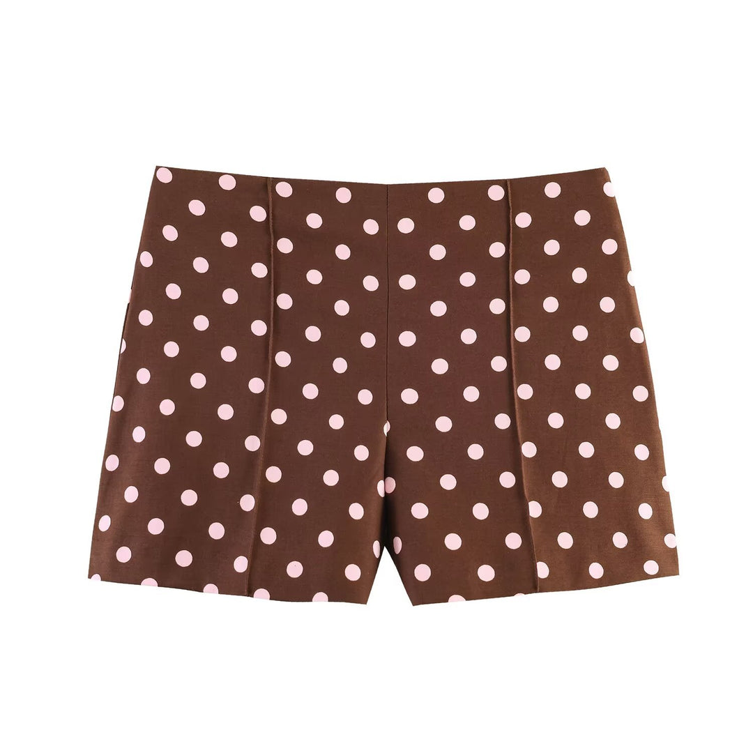 Dame Shorts i elegant skjæring med høy midje og dekorative folder Skjora