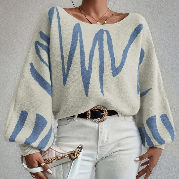 Kvinne Oversized Strikkegenser med Asymmetrisk Design og Avslappet Utringning Skjora