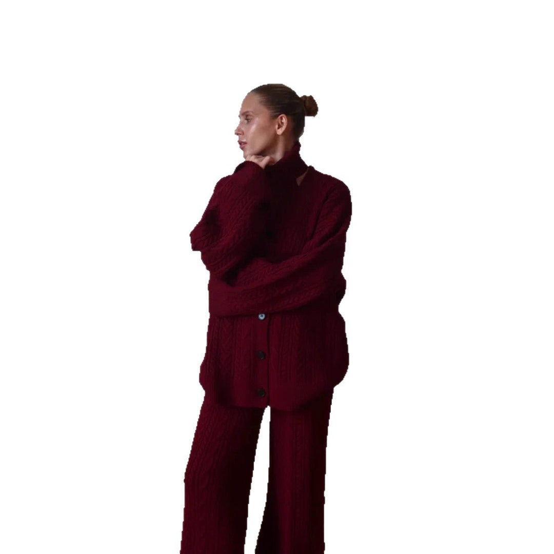 Damer strikket loungewear sett med løs passform og koselige detaljer Skjora