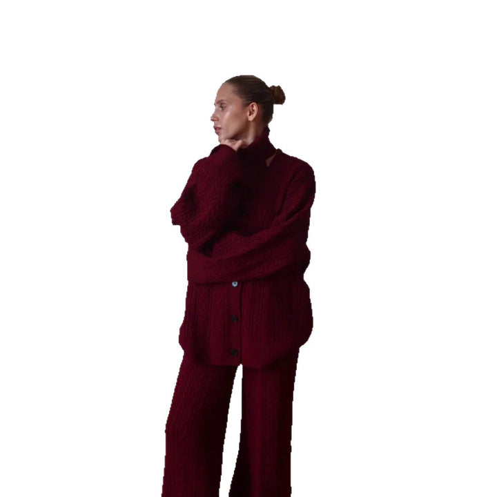 Damer strikket loungewear sett med løs passform og koselige detaljer Skjora