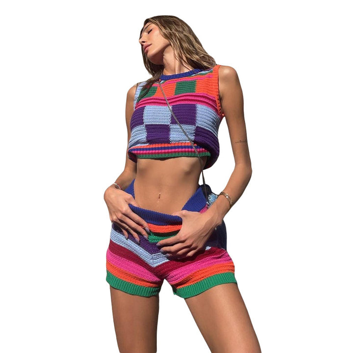 Women's striped, sleeveless sweater Skjora