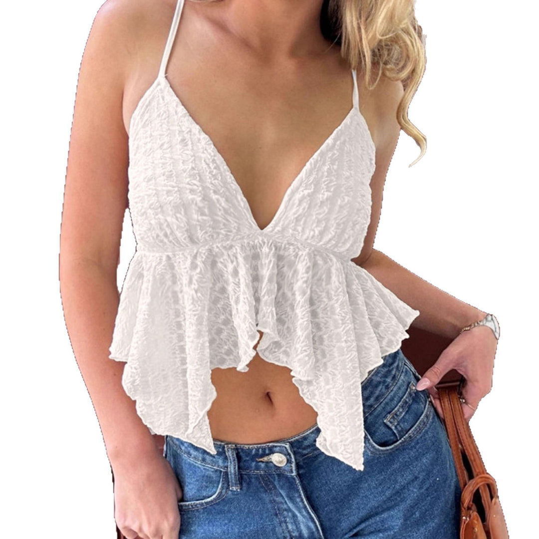 Dame leken Crop-Top med elegante volanger detaljer Skjora