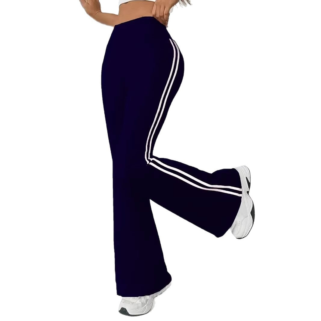 Bootcut sport leggings for women with stripes Skjora