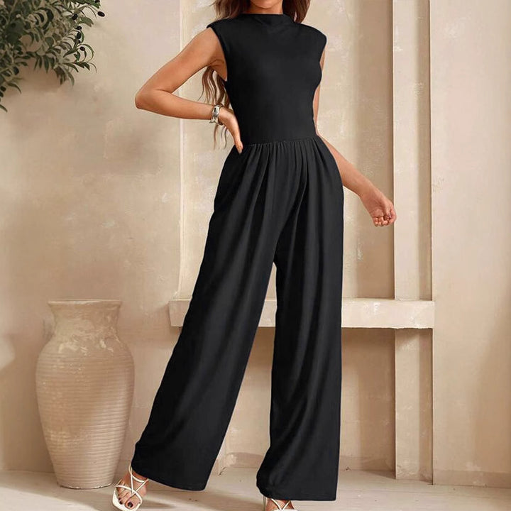 Dame Elegant Jumpsuit med høy krage og bred bukse Skjora