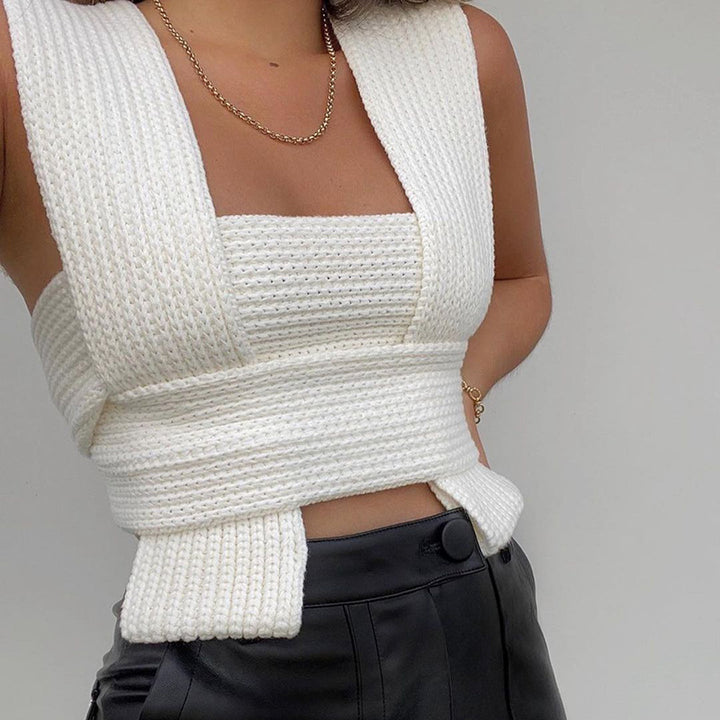 Damer strikket Crop-Top med raffinerte ryggdetaljer Skjora