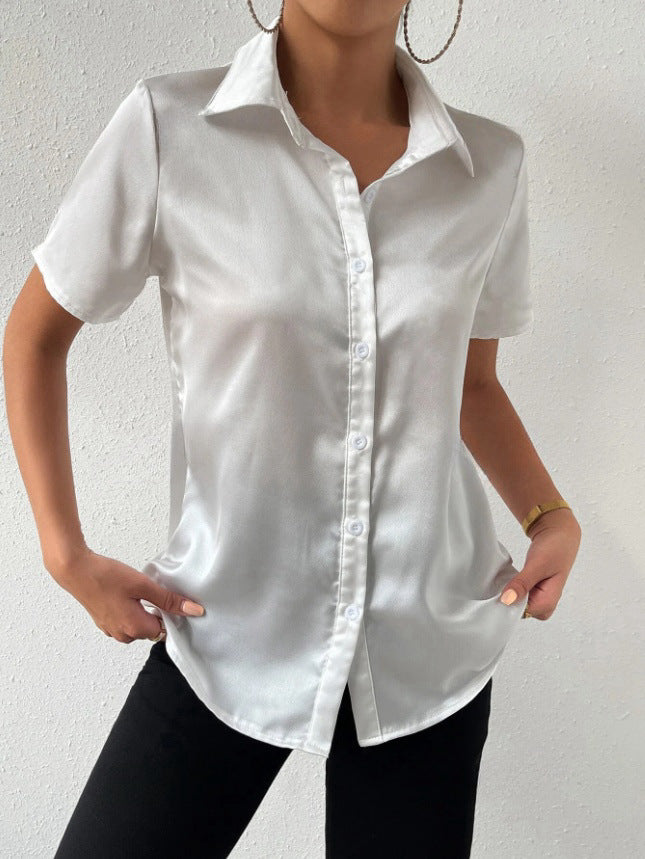 Dame elegant satinbluse Skjora