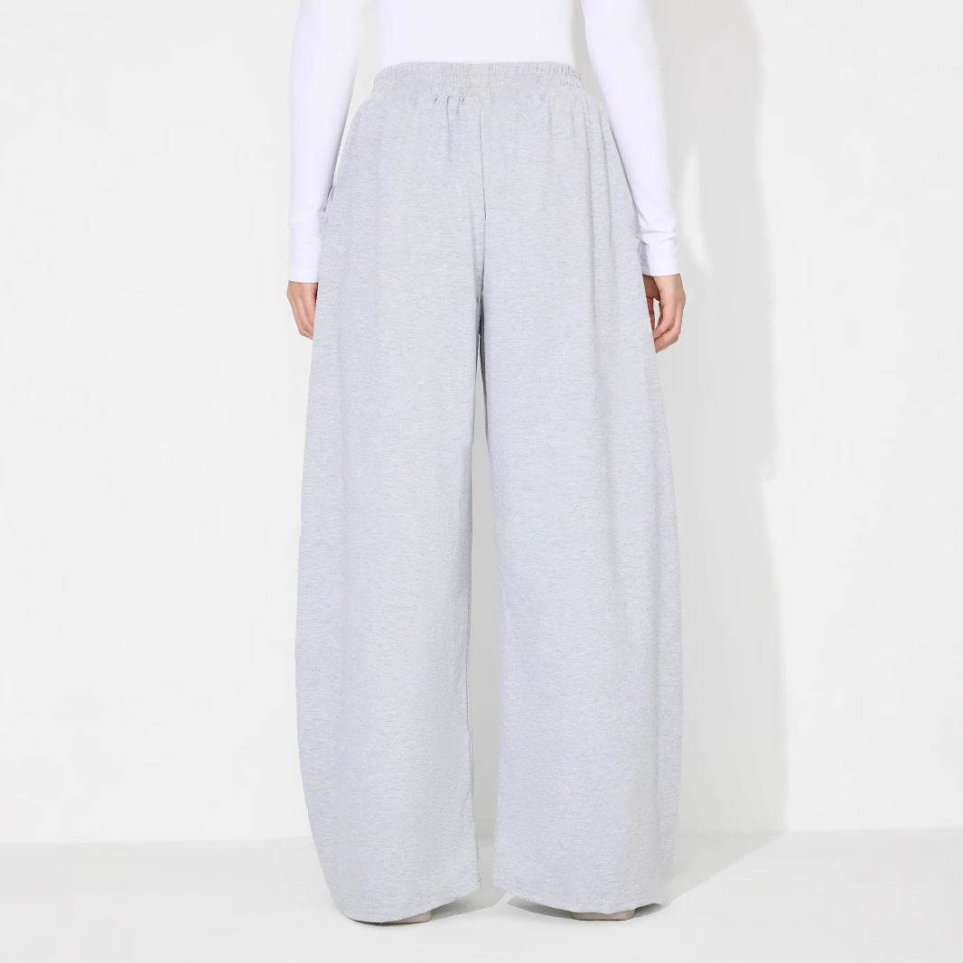 Dame brede Palazzo bukser med elastisk midjebånd og folder Skjora