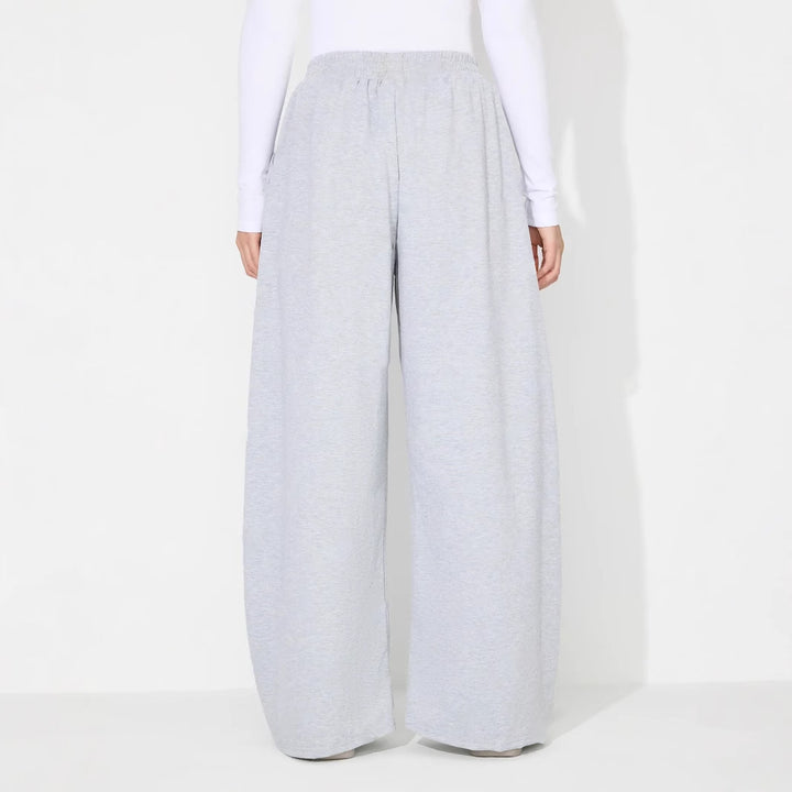 Dame brede Palazzo bukser med elastisk midjebånd og folder Skjora