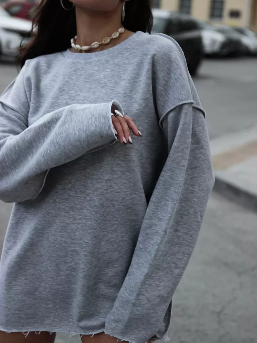 Dame casual oversized genser med bred skjæring og teksturert stoff Skjora
