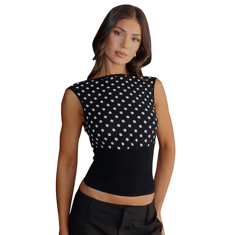 Dame Polka-Dots Overdel med elastisk linning Skjora