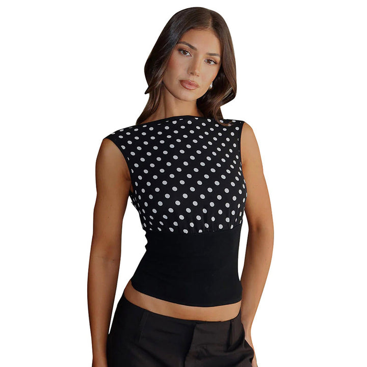 Dame Polka-Dots Overdel med elastisk linning Skjora
