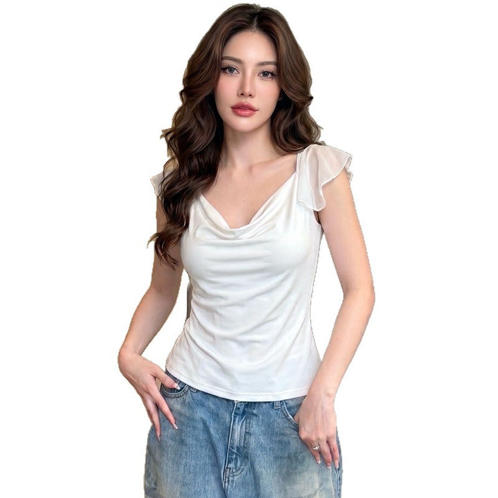 Damer Elegant topp med flytende chiffon-detalj Skjora