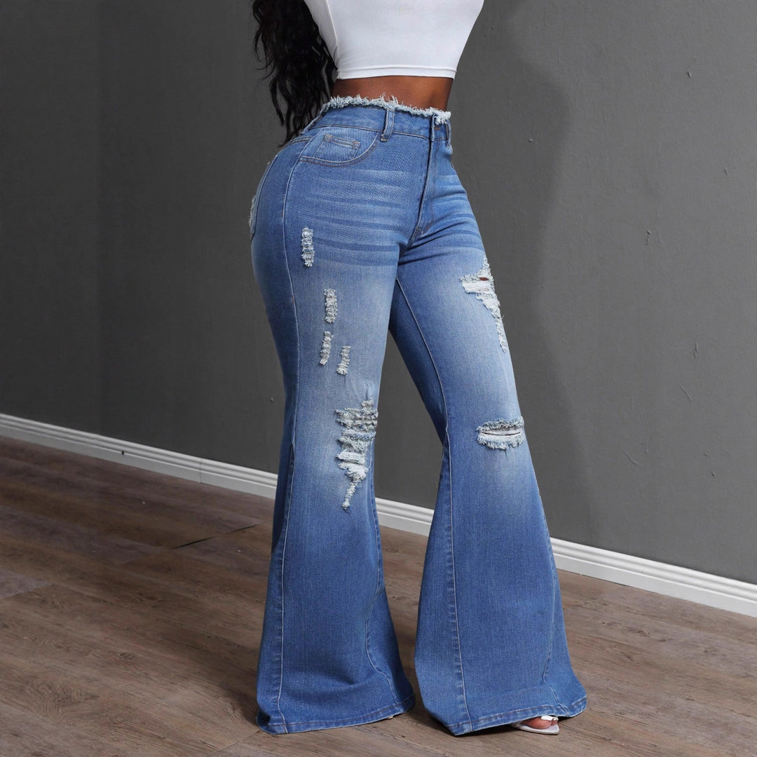 Dame Bootcut Jeans med frynsete detaljer Skjora