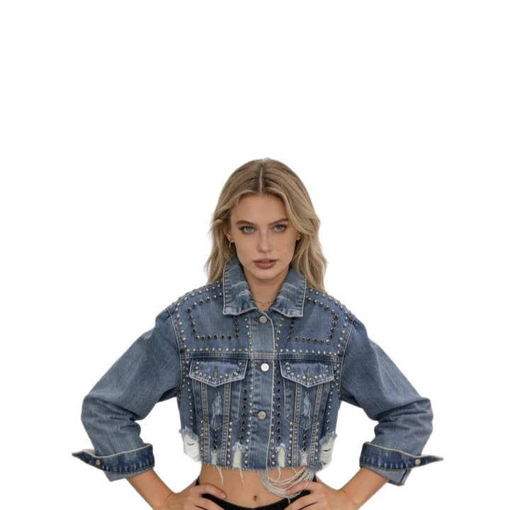 Kvinnes trendy casual denimjakke med pyntede detaljer Skjora