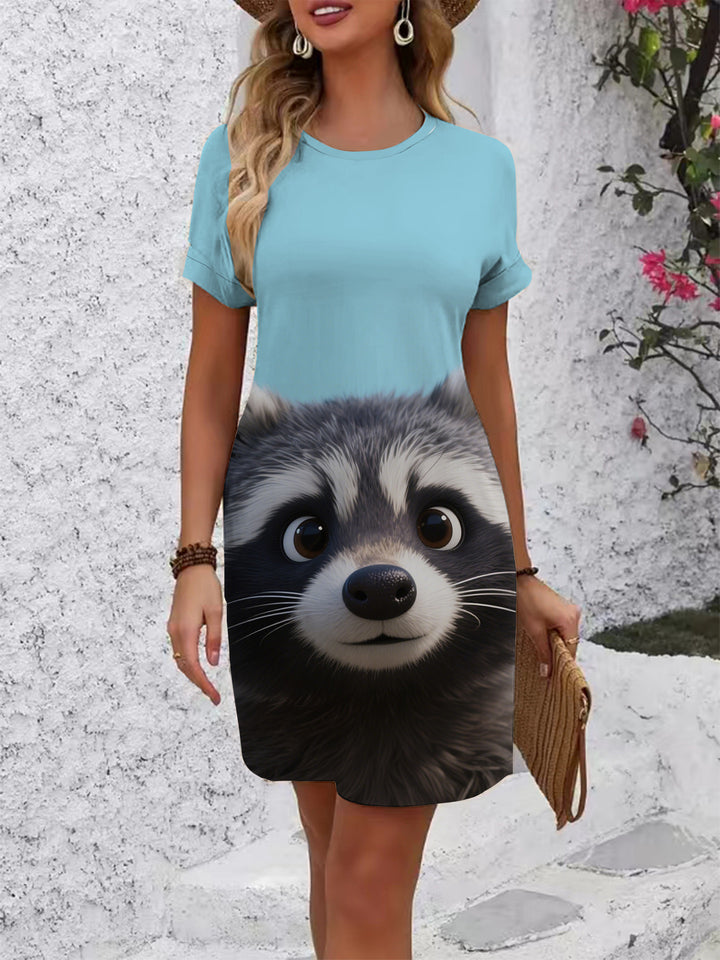 Damen T-Shirt Kleid mit kreativem Druckdesign Skjora